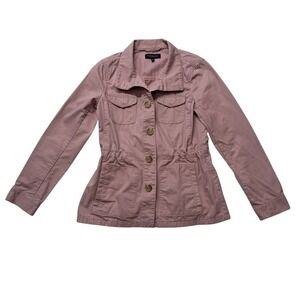 Talbots Jacket Women's XS Dusty Rose Pink‎ Utility Button Long Sleeve Pockets